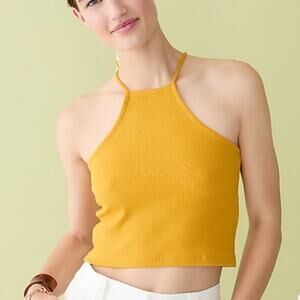 J. Crew Bronzed Ochre Vintage rib crop halter tank